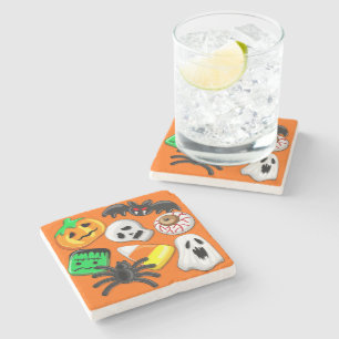 Dessous-de-verre En Pierre Fête des Candies Éffrayantes d'Halloween