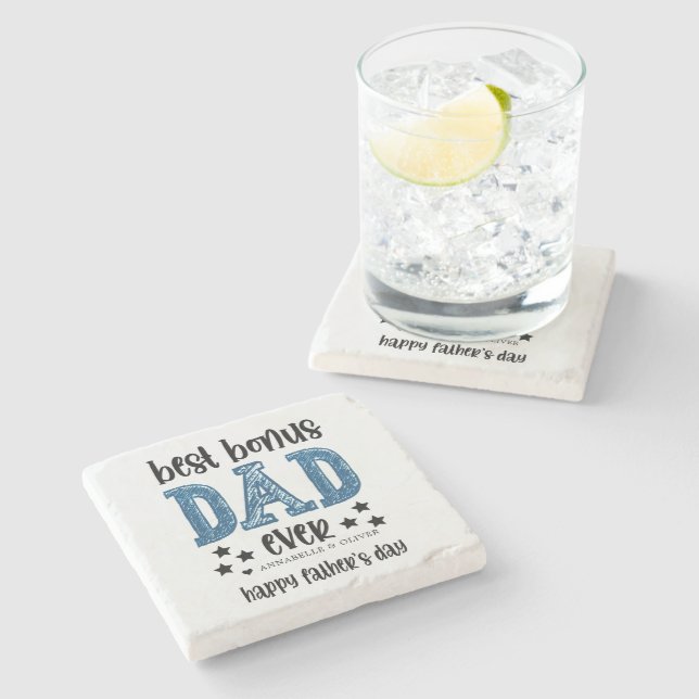 Dessous-de-verre En Pierre Fête des pères de la typographie de Bonus Dad  (Côté)