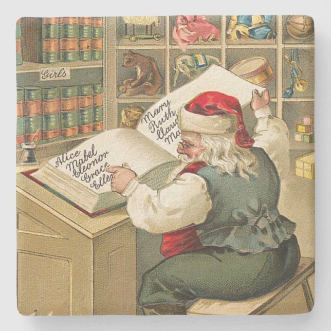 Dessous-de-verre En Pierre Fête du Père Noël (Devant)