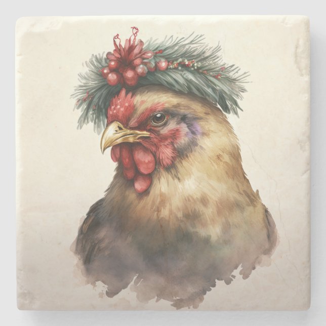 Dessous-de-verre En Pierre Fête / Poulet de Noël (Devant)