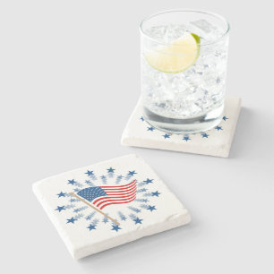 Dessous-de-verre En Pierre Feu d'artifice Drapeau Américain 4 juillet