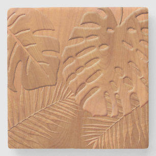 Dessous-de-verre En Pierre Feuillages en bois sculpté Imprimer