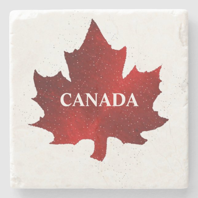 Dessous-de-verre En Pierre Feuille d'érable rouge du CANADA (Devant)