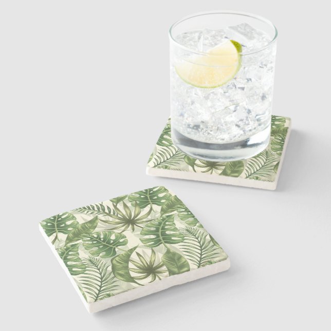 Dessous-de-verre En Pierre Feuille tropical (Côté)