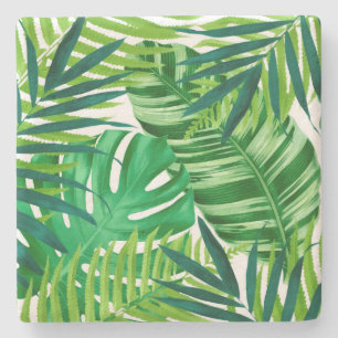 Dessous-de-verre En Pierre Feuille tropical vert