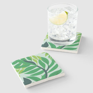 Dessous-de-verre En Pierre Feuilles botaniques vertes aquarelle