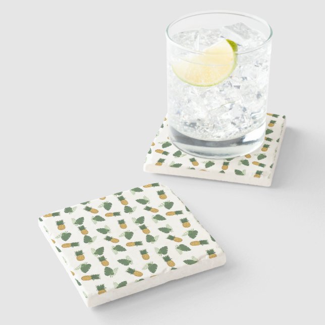 Dessous-de-verre En Pierre Feuilles D'Ananas Et De Palmiers (Côté)