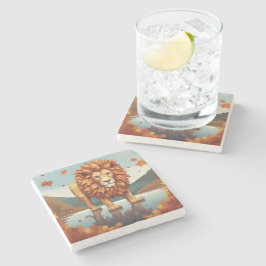 Dessous-de-verre En Pierre Feuilles d'automne Lion mâle