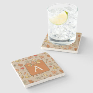 Dessous-de-verre En Pierre Feuilles d'automne Monogram Thanksgiving