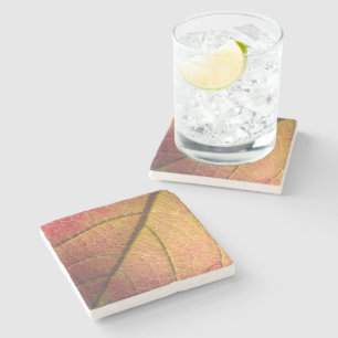 Dessous-de-verre En Pierre Feuilles de automne jaunes et rouges
