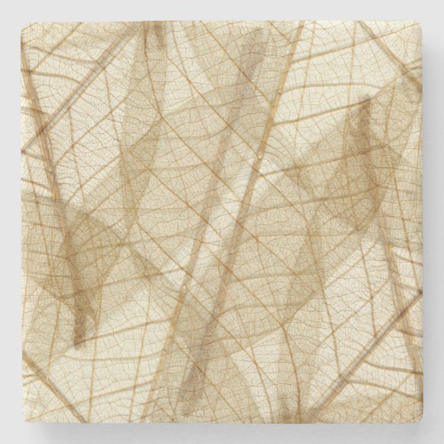 Dessous-de-verre En Pierre Feuilles de dentelle de crème pâle rustique (Devant)