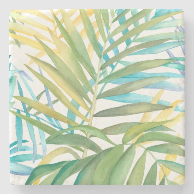 Dessous-de-verre En Pierre Feuilles de palmiers tropicaux (Devant)