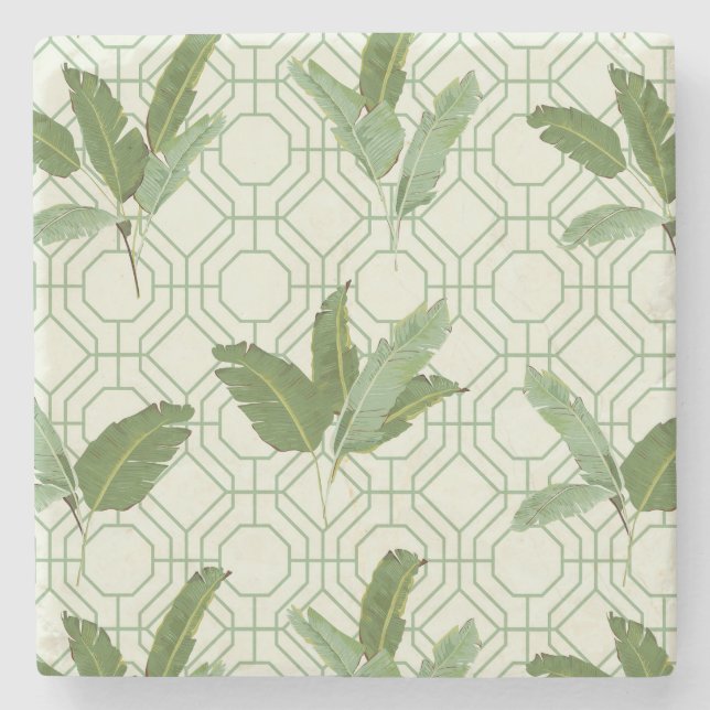 Dessous-de-verre En Pierre Feuilles de palmiers tropicaux (Devant)