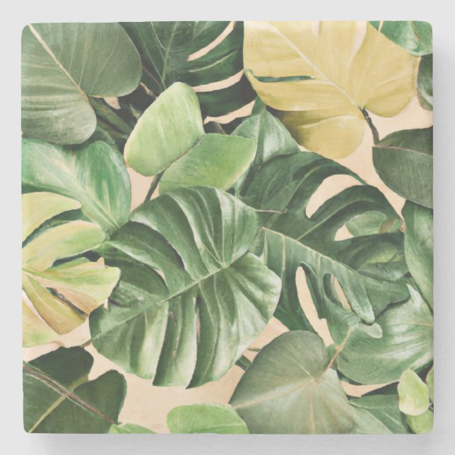 Dessous-de-verre En Pierre Feuilles florales/hawaïennes/tropicales (Devant)