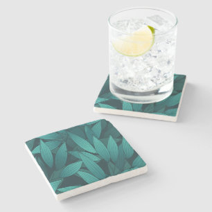 Dessous-de-verre En Pierre Feuilles tropicaux rayonnants
