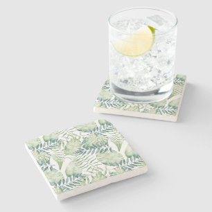 Dessous-de-verre En Pierre Feuilles verts tropicaux