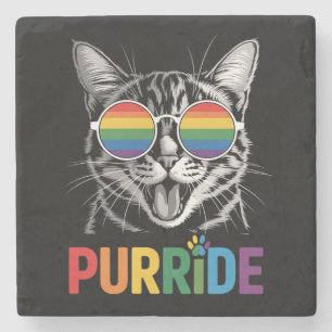 Dessous-de-verre En Pierre Fierté de chat gay lesbienne arc-en-ciel LGBTQ all