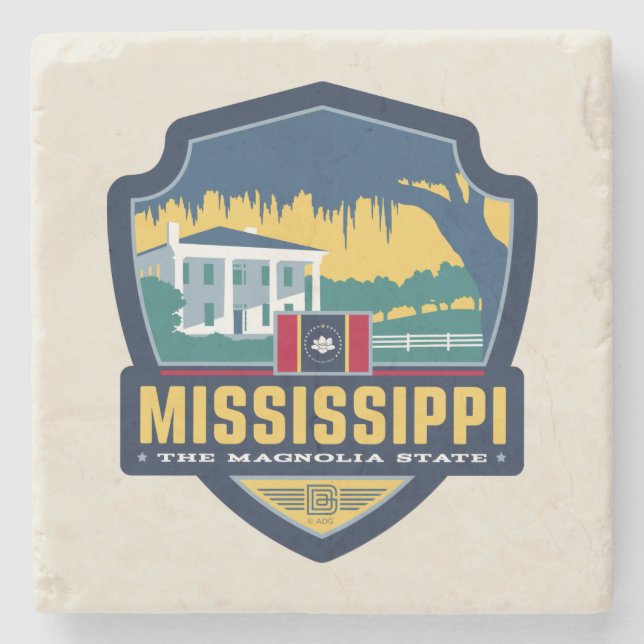 Dessous-de-verre En Pierre Fierté de l'État | Mississippi (Devant)
