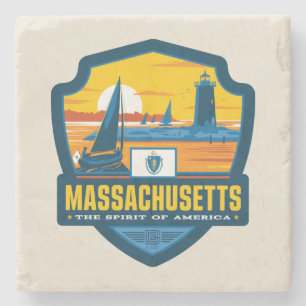 Dessous-de-verre En Pierre Fierté d'État Massachusetts