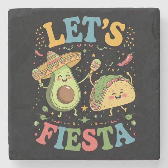 Dessous-de-verre En Pierre Fiesta Avocado Et Tacos Cinco De Mayo (Devant)
