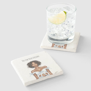 Dessous-de-verre En Pierre Fille aux cheveux noirs Jeans