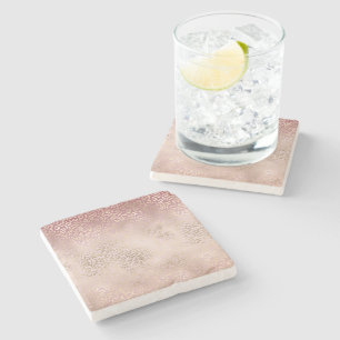Dessous-de-verre En Pierre Fille Rose Blush Gold Ombre Empreinte de léopard
