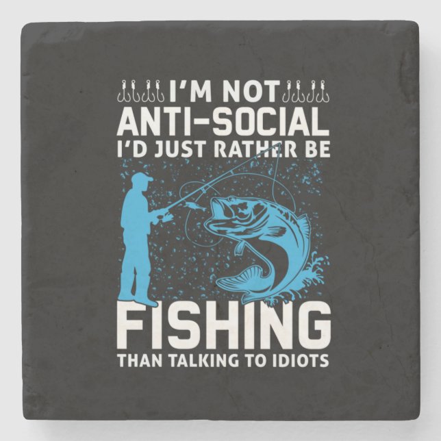 Dessous-de-verre En Pierre Fisher I Would Just Rather Be Fishing (Devant)