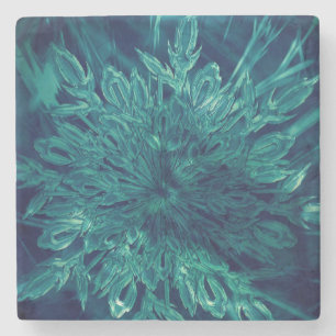 Dessous-de-verre En Pierre Flacon de neige gelé d'hiver bleu turquoise