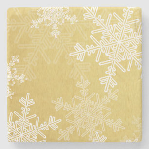 Dessous-de-verre En Pierre Flacon de Noël blanc et or mignon