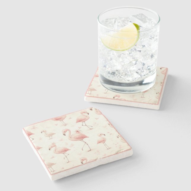 Dessous-de-verre En Pierre Flamant rose coupé (Côté)
