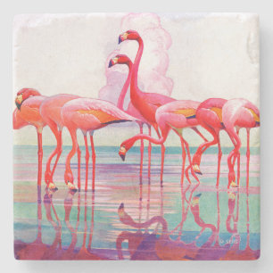Dessous-de-verre En Pierre Flamants roses roses par Francis Lee Jaques