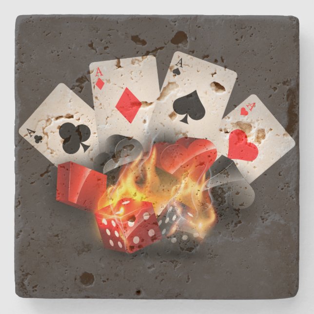 Dessous-de-verre En Pierre Flame Poker Casino Black (Devant)