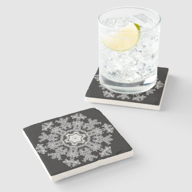 Dessous-de-verre En Pierre Fléau de neige en argent (Côté)