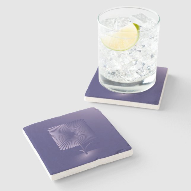 Dessous-de-verre En Pierre Fleur carré violette (Côté)
