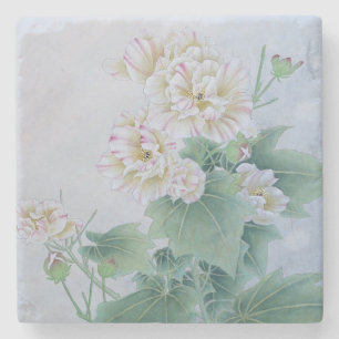 Dessous-de-verre En Pierre Fleur chinoise avec papillon