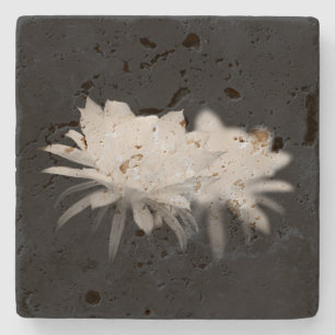 Dessous-de-verre En Pierre Fleur de cactus noir et blanc