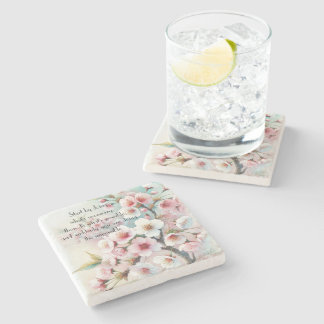 Dessous-de-verre En Pierre Fleur de cerisier & citation