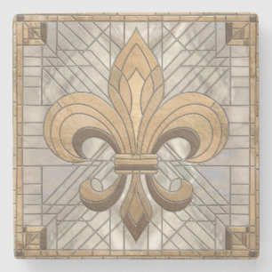Dessous-de-verre En Pierre Fleur-de-lis - Art de la mosaïque de verre