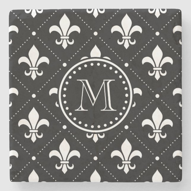 Dessous-de-verre En Pierre Fleur De Lis Motif (Devant)