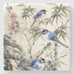 Dessous-de-verre En Pierre Fleur de l'oiseau japonais vintage