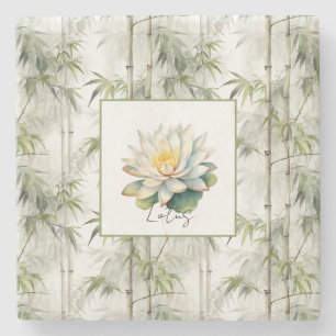 Dessous-de-verre En Pierre Fleur de Lotus Bambou