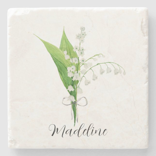 Dessous-de-verre En Pierre Fleur de Muguet Floral   (Devant)