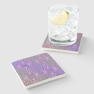 Dessous-de-verre En Pierre Fleur de vie - motif de grunge de timbre 3
