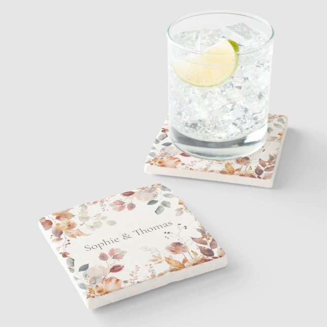 Dessous-de-verre En Pierre Fleur Moderne (Côté)