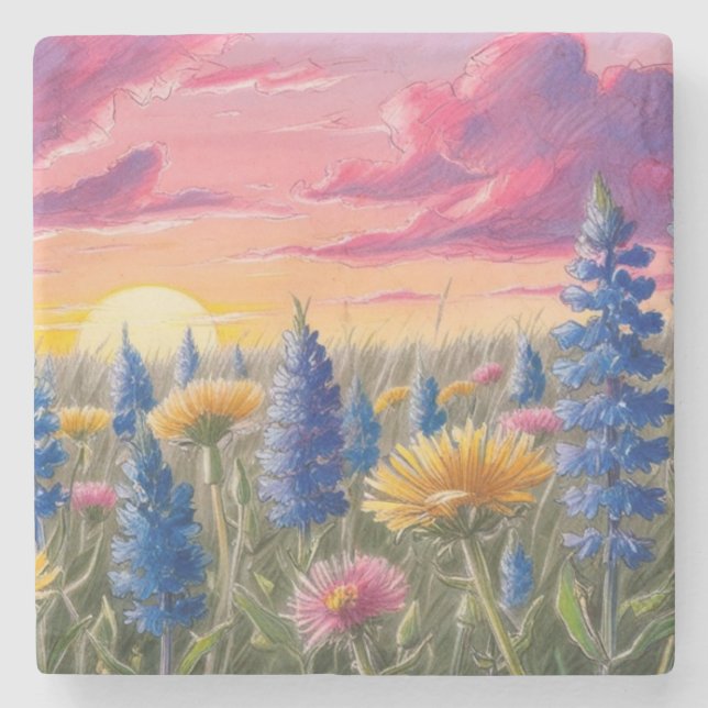Dessous-de-verre En Pierre Fleur sauvage (Devant)