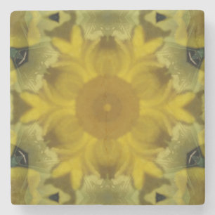 Dessous-de-verre En Pierre Fleur soleil éclate dorée