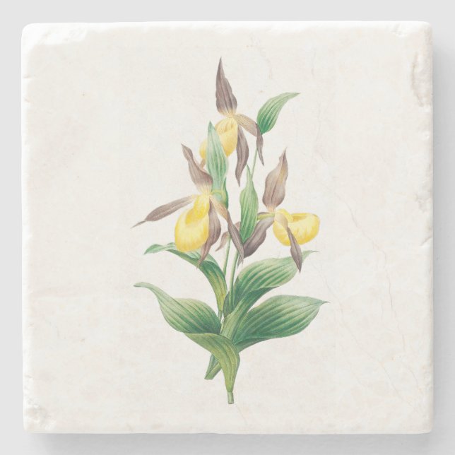 Dessous-de-verre En Pierre Fleurs : A011 Chaussure Lady Jaune - (Devant)