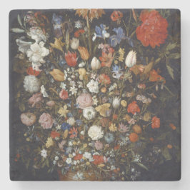 Dessous-de-verre En Pierre Fleurs dans un bâtiment en bois (par Jan Brueghel)