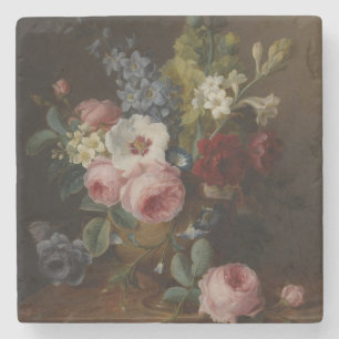Dessous-de-verre En Pierre Fleurs dans un vase sur une haie de marbre