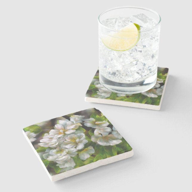 Dessous-de-verre En Pierre Fleurs d'Apple (Côté)